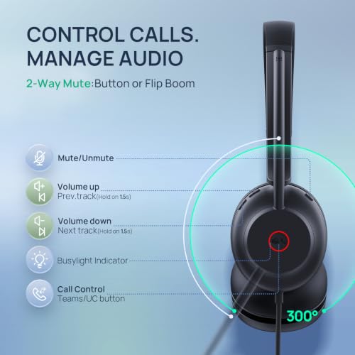 Yealink UH35 2nd Gen Wired Headset, USB-C/A,AI Noise Canceling Mic,HD Audio | Teams/Zoom Certified, Dual-ear Headphones with 2-Microphones, Play & Plug for Computer/Phone, WFH, Call Center,35mm Speakers - color: UH35 2nd USB-C/A, size: Dual-Ear (UC)