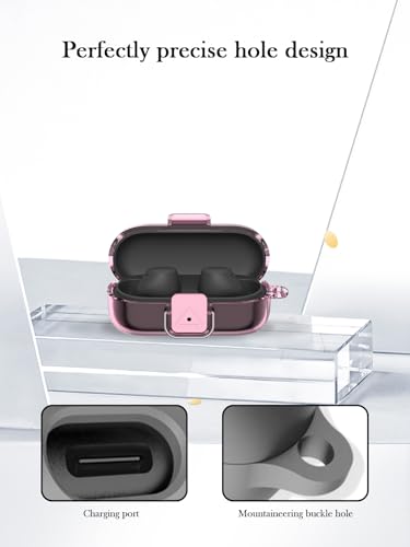 Case for Sony WF-C510 Noise Canceling Truly Wireless Earbud,BOVUGAC High Transparency Soft TPU Shockproof Cover with Keychain,Cleaning Kit and Lanyard-Clear Pink - color: Pink