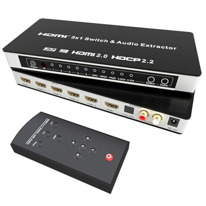 KAGO 5x1 HDMI Switch 5 in 1 Out with eARC Audio Extractor - size: 5x1