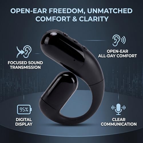 Fabater 6.0 Single Ear Bluetooth Headset, Bluetooth Earpiece, Wireless Headphone Digital Display Rotatable Comfortable for Work, Driving and Office Calls