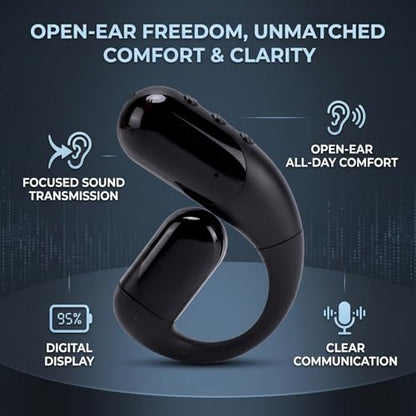 Fabater 6.0 Single Ear Bluetooth Headset, Bluetooth Earpiece, Wireless Headphone Digital Display Rotatable Comfortable for Work, Driving and Office Calls