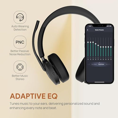 Yealink Headset BH74 Bluetooth Wireless On-ear, Acoustic Shield Mic & Hybrid ANC, Long Battery, All-Day Comfort, Dual Busylight, Teams Certified, Ideal for Office, Remote, and On-the-Go with Cloth - style: BH74-MS-MC