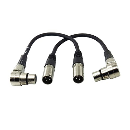 WJSTN Right-Angle Female XLR to Straight Male XLR Plug Cable 2FT, XLR Audio Adapter Cable for Camera, Microphone, Mixer, Audio Recording Device - size: 6inch