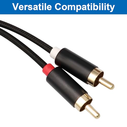 2 Pack 1 Female to 2 Male Audio Cable, RCA Y-Adapter, 1Ft | Gold-Plated Splitter Cable, Y Adapter Connector, Extension Cord for Home Theater Car Audio - size: 1 Female to 2 Male