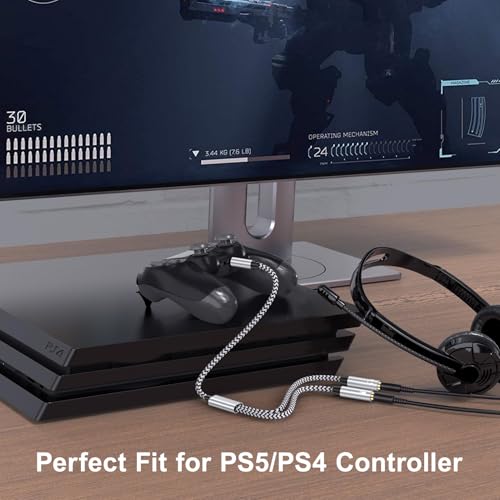 3.5mm Headphone Splitter, Audio Stereo Y Splitter Aux Cable for Earphones | Male to Female Dual Headphone&Microphone Jack Adapter Compatible with PS4 PS5 Xbox Switch Gaming Headsets Phone Tablet Laptop - color: white