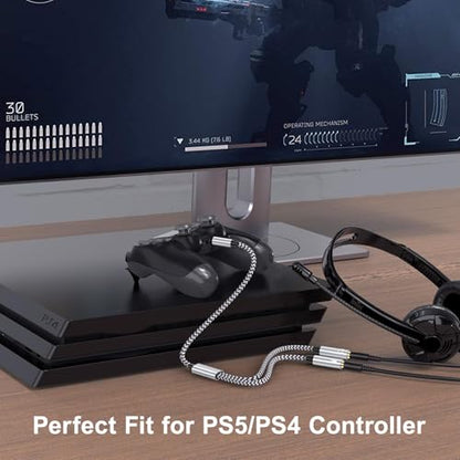3.5mm Headphone Splitter, Audio Stereo Y Splitter Aux Cable for Earphones | Male to Female Dual Headphone&Microphone Jack Adapter Compatible with PS4 PS5 Xbox Switch Gaming Headsets Phone Tablet Laptop - color: white