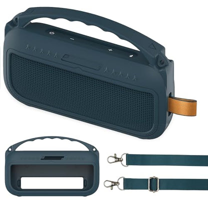 JCHPINE Silicone Cover Case for Bose SoundLink Flex Speaker 2nd Gen | Accessories Compatible with Bose SoundLink Flex 2, Protective Case with Shoulder Strap (Twilight Blue) - color: Twilight Blue