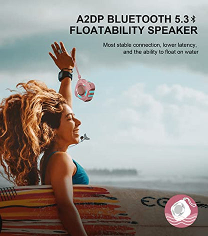 comiso Shower Bluetooth Speaker, IPX7 Waterproof Speaker with LED Light | Portable Speaker with Punchy Bass and Loud HD Sound, Floating, Lanyard, 2000mAh for Travel, Beach, Kayak, Gift for Men, Women - color: Rose Gold