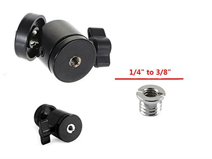 AKOAK 1/4" Swivel Mini Ball Head Screw Tripod Mount for DSLR Camera Camcorder Light Bracket, Pack of 2 - size: 1 Count (Pack of 2)