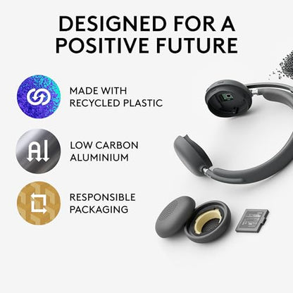 Logitech Zone 950 Premium Noise Canceling Headset Hybrid ANC - Graphite | Premium noise canceling, hybrid ANC, USB-C, USB-A, certified for Zoom, Google Meet, Google Voice, Fast Pair