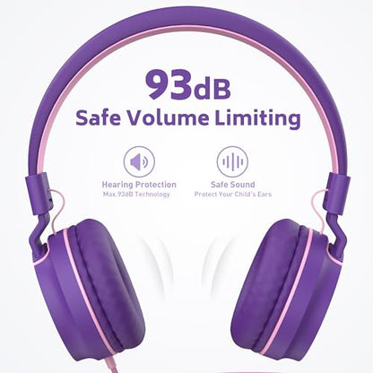 AILIHEN Kids Headphones Bulk 10-Pack for School Classroom with Mic, 93dB | Volume Limited K-12 On-Ear Durable Headset for Everyday Students Children, 3.5mm Jack for Chromebooks Tablets Laptop Computer - color: 10Pack