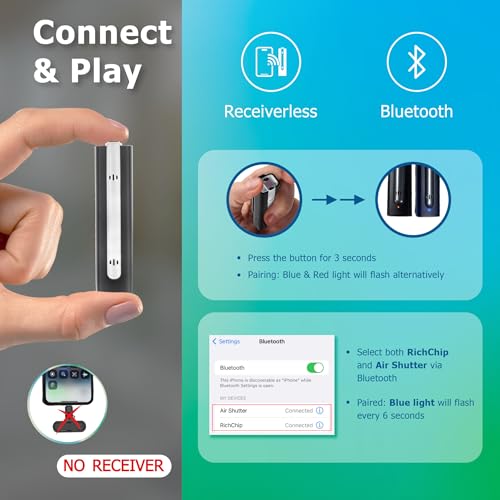 Bluetooth Wireless Lavalier Microphone, Noise Canceling, No Receiver, 15M Range, 10H Battery, Remote Shutter, for GoPro Hero 12, Smartphone, Live Stream, Interview, Vlog, Meeting (Silver)