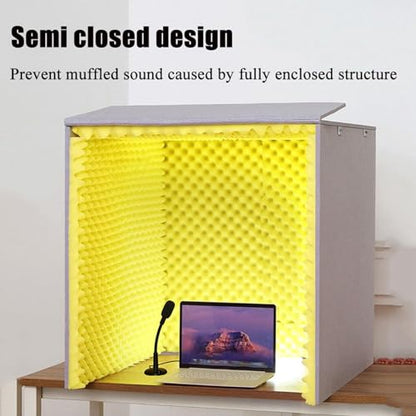 Soundproof Isolation Shield,60 * 60cm Portable Vocal Booth Box, Microphone Absorbing Shield for Private Space, Desktop Soundproof Cover (Yellow) - color: Yellow