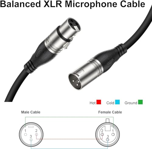 EBXYA XLR Cable 2ft 10 Packs Microphone Cable with 3-Pin XLR Male to Female | Balanced, Professional Shielded, for Mic, Mixer, Speaker Systems, Radio Station and Podcast, Black - color: Black, size: 2 Feet-10 Pack
