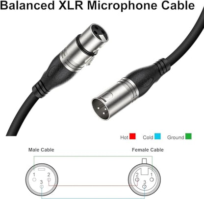 EBXYA XLR Cable 25ft 4 Packs Microphone Cable with 3-Pin XLR Male to Female | Balanced, Professional Shielded, for Mic, Mixer, Speaker Systems, Radio Station and Podcast, Black - color: Black, size: 25 Feet-4 Pack