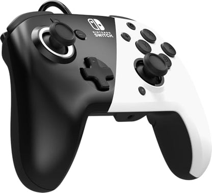 PDP REMATCH Enhanced Wired Power Nintendo Switch Pro Controller, Officially Licensed Switch Lite/OLED Compatible Gamepad, Customizable Programmable Buttons, Black and White - color: Black/White