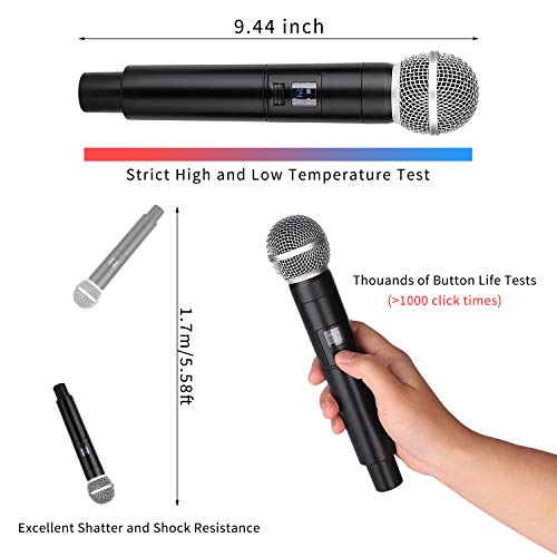 MicrocKing Wireless Microphone System Dynamic Handheld Microphones,150 Ft Operating Range,16 Hours Continuous Use,Ideal for Karaoke, Party, DJ, Church, Wedding, Indoor/Outdoor Activities - style: 2 Handheld mics