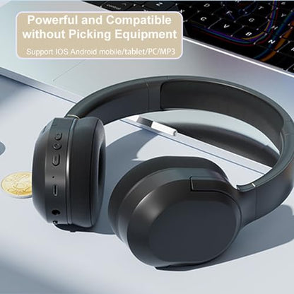 Wireless Noise Cancelling Headphones, Black for Travel,Home,Office | Comfortable Protein Ear Pads, Built-in Mic,30H Playtime,Bluetooth 5.3,Deep Bass Lightweight Active Noise Cancelling Headset - color: black A