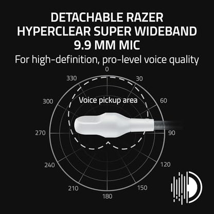 Razer BlackShark V3 Wireless PC Gaming Headset, 50mm Drivers, White | Super Wideband Mic, 2.4 GHz, Bluetooth, USB, Works with Mac, PS5, Nintendo Switch, Smartphone, 70 Hr Battery - color: White