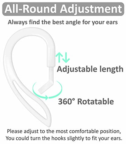 3 Pairs Ear Hooks Compatible with AirPods Pro 2nd 1st and 3 2 1, 360 Angle Rotation Adjustable Length Anti-Slip Sport Earhooks Wing Tips Holder Compatible with AirPods 3 2 1 and Pro 2 1 - White - color: 3 white