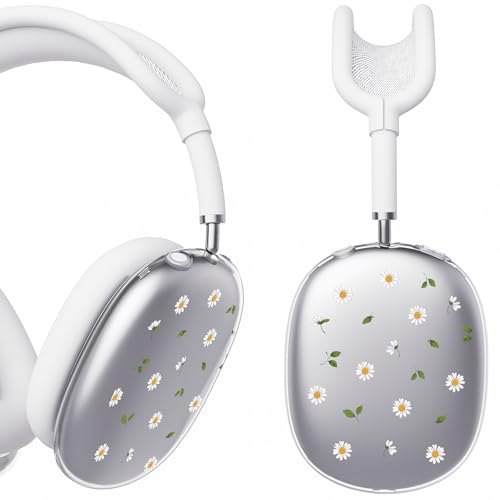 for AirPods Max Headphones Daisy Ear Covers for AirPods Max 2 | Cute Flower Clear Ear Cups Cover | White Silicone Ear Pad Case Headband Cover for Apple AirPods Max 2/1 (2026/2024/2020) - color: Daisy B/White