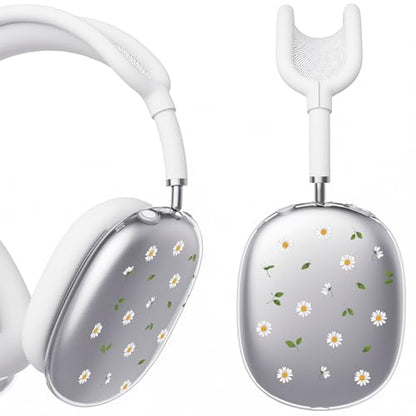 for AirPods Max Headphones Daisy Ear Covers for AirPods Max 2 | Cute Flower Clear Ear Cups Cover | White Silicone Ear Pad Case Headband Cover for Apple AirPods Max 2/1 (2026/2024/2020) - color: Daisy B/White