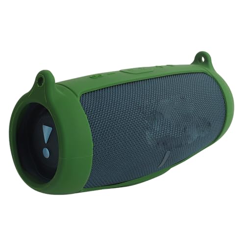 Silicone Case Cover for JBL Charge 5 Bluetooth Speaker, Travel Carrying Protective with Shoulder Strap and Carabiner (Green) - color: Green
