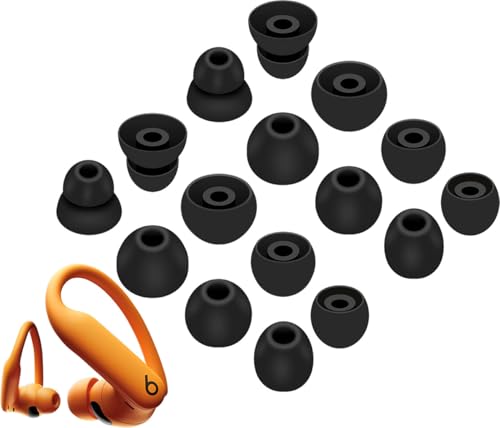 A-Focus [ 8 Pairs ] for Powerbeats Pro 2 Ear Tips L/M/S/Double Flange 4 Size Soft Silicone Replacement Fit in Case Eartips Earbuds Wing Earplug Gel Cover Compatible with Powerbeats Pro 2nd Black