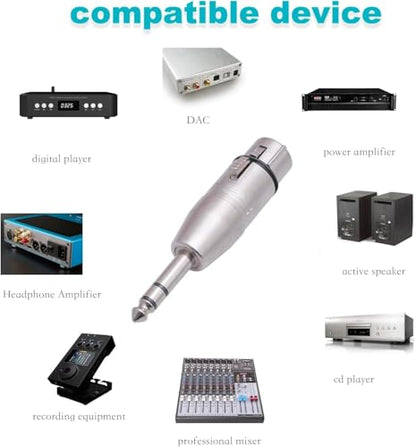 4 Pack XLR Female to 1/4" TRS Adapter, Balanced Female XLR to Quarter Inch 6.35mm Male Adapters