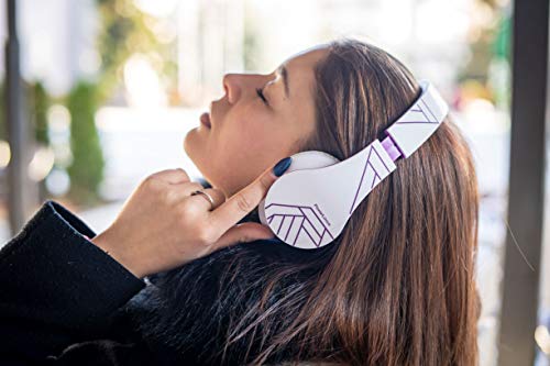 PowerLocus Bluetooth Over-Ear Headphones, Wireless Stereo Foldable Headphones Wireless and Wired Headsets with Built-in Mic, Micro SD/TF, FM for iPhone/Samsung/iPad/PC (White/Violet) - color: White/Violet