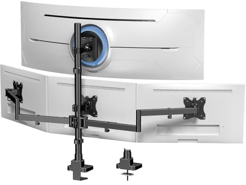Quad Monitor Mount for up to 49 inch Ultrawides on Top and 27 inch Screens on Lower Brackets,Heavy Duty,Fully Adjustment, Holds up to 44 lbs, VESA 75x75/100x100 mm,Black - size: 49inch