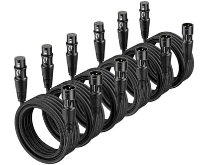 XLR Cable 6ft 6 Packs - Premium Balanced Microphone Cables Mic Cable | With 3-Pin Shielded Nylon Braided XLR Male to Female Mic Speaker Cable for Mixer, Speaker Systems 22AWG - size: 6 Feet-6 Pack