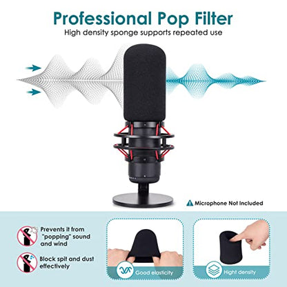 YOUSHARES Mic Cover Kit for HyperX QuadCast/QuadCast S – Foam & Furry Windscreen Set for Noise Reduction, Dust Protection, Studio & Streaming