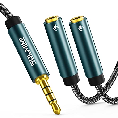 Headphone Splitter (4 Feet) 3.5mm TRRS Male to Two TRRS Female Adapter Compatible with 2 Audio and Microphone Headsets to PC, Laptop, Android, Windows, Smartphones - size: 4 Feet