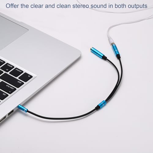 MECCANIXITY 2Pcs 3.5mm Splitter Male to 2 Dual 3.5mm Female Y Jack Aux Splitter for Phone Headset Tablets, 1ft, Gold - color: Gold