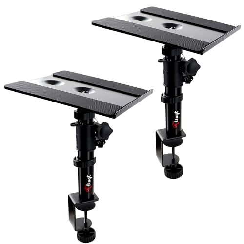 Tlingt Clamp-on Desktop Speaker Stands Pair, Desk Mount Set, Adjustable Height - size: For 5"- 6" Speaker