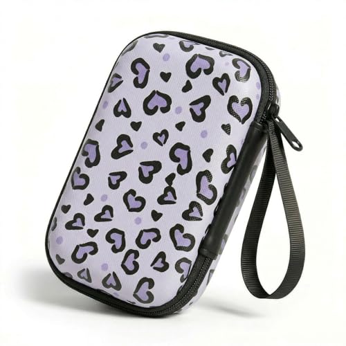 【Woyinger】 Printed EVA Hard Earbud Case Travel Organizer, Carrying Pouch for Wired & Wireless Earphones, Charging Cables, USB Flash Drives, Electronics Accessories Bag, Love - color: A1-Love