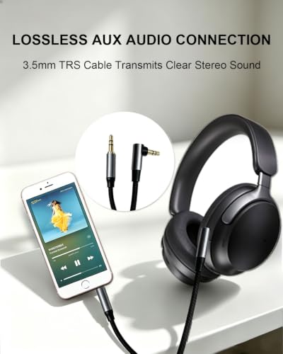3.5 to 3.5mm TRS Aux Cable, 90 Degree for Headphone, 3.93FT | 3.5mm Stereo Audio Cable, Hi-Fi Sound Portable TRS Auxiliary Cable for Car Compatible with Speaker Smartphone Nylon Braided