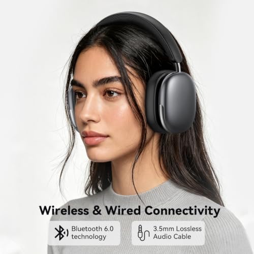 Eduiosma Bluetooth Headphones Wireless Over Ear 80H Playtime with Mic | Noise Reduction, Low Latency, Bluetooth 6.0, Deep Bass, Hi-Fi Stereo Sound, Comfortable, Lightweight for Travel Home Work