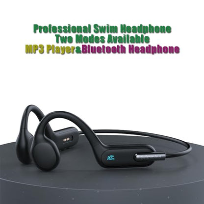 AYI Professional Swim Headphones True Bone Conduction Open Ear Headset Underwater MP3 Player Built-in 32G Memory IP68 Waterproof Bluetooth Earphone for Driving Bicycling Running Skiing-X6 Black - color: Swim Headphone X6 Black