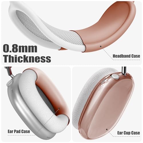 4 in 1 Set Case for AirPods Max Headphones, Anti-Scratch Sweat-Proof Ear Pad Covers/Ear Cups Cover/Headband Covers Protector for Apple AirPods Max 2024 USB-C /2020 Lightning (Dune Brown) - color: D-Dune Brown