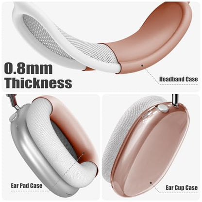 4 in 1 Set Case for AirPods Max Headphones, Anti-Scratch Sweat-Proof Ear Pad Covers/Ear Cups Cover/Headband Covers Protector for Apple AirPods Max 2024 USB-C /2020 Lightning (Dune Brown) - color: D-Dune Brown