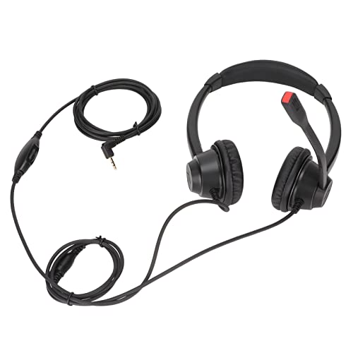 AstraLoom 2.5mm Business Headset Binaural Corded Headphones with HD Microphone for Call Center Telemarketing Home Office Black ABS H390D2.5VA
