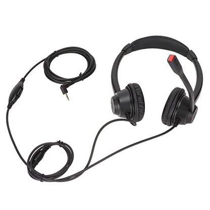 AstraLoom 2.5mm Business Headset Binaural Corded Headphones with HD Microphone for Call Center Telemarketing Home Office Black ABS H390D2.5VA