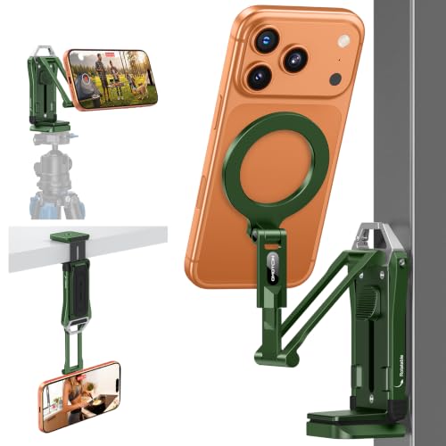 OMOTON TP02-Pro Magnetic Phone Holder, 5-in-1 Tripod Stand with Rear Attachment Plate | Desk, Kitchen, Gym, Vlogging | iPhone 12-17 Series, Blue, Green - color: 5-Green