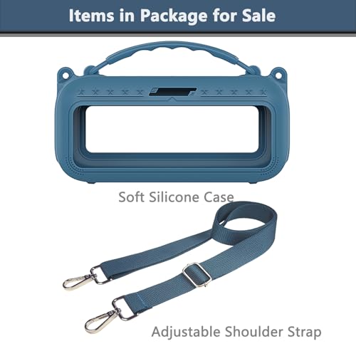 Silicone Cover Case for Bose SoundLink Plus Bluetooth Speaker | Soft Silicone Protective Case with Carrying Handle and Shoulder Strap, Shockproof and Anti-Scratch Cover (Blue Dusk) - color: Blue Dusk