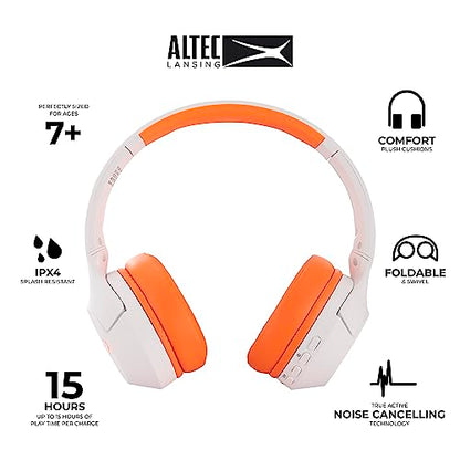Altec Lansing - Kids Bluetooth Headphones, Wireless Over Ear - color: Whiteout Groovy Orange