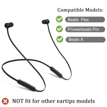 Replacement Eartips for Beats Flex, 4 Pairs Soft Silicone Ear Tips Ear Buds Ear Caps Ear Plugs Compatible with Beats Flex Wireless Earbuds Black - color: smoke gray yuzu yellow blue black