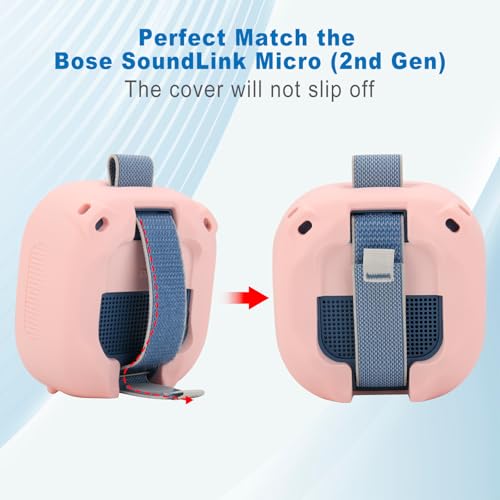 1 Pack Silicone Case for Bose SoundLink Micro 2nd Gen Speaker, Shockproof Protective Skin Cover Sleeve Soft Silicone Cover (Case Only) (Pink) - color: Pink