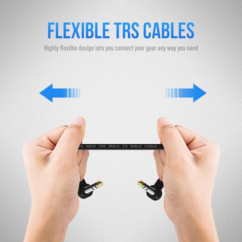 TRS Guitar Patch Cable 1/4 inch Right Angle Effect Pedal Cord | Noise Free Pedal Board Patch Cables, Low Profile Stereo TRS Effect Patch Cords for Pedals (6IN+12IN) - size: 6IN+12IN